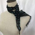 thumbnail image 1 of Nvzi Bufanda elegante y personalizada, bufanda pequeña larga con decoración de cuello con hebilla de rosa, bufanda de vestir de estilo artístico (lunares azules), 1 of 1