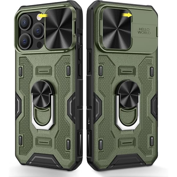 wonima11 Caka for iPhone 14 Pro Case, iPhone 14 Pro Phone Case with Camera Cover & Kickstand, Built-in 360°Rotate Ring Stand Magnetic Magnet Protective Case for iPhone 14 Pro - Green