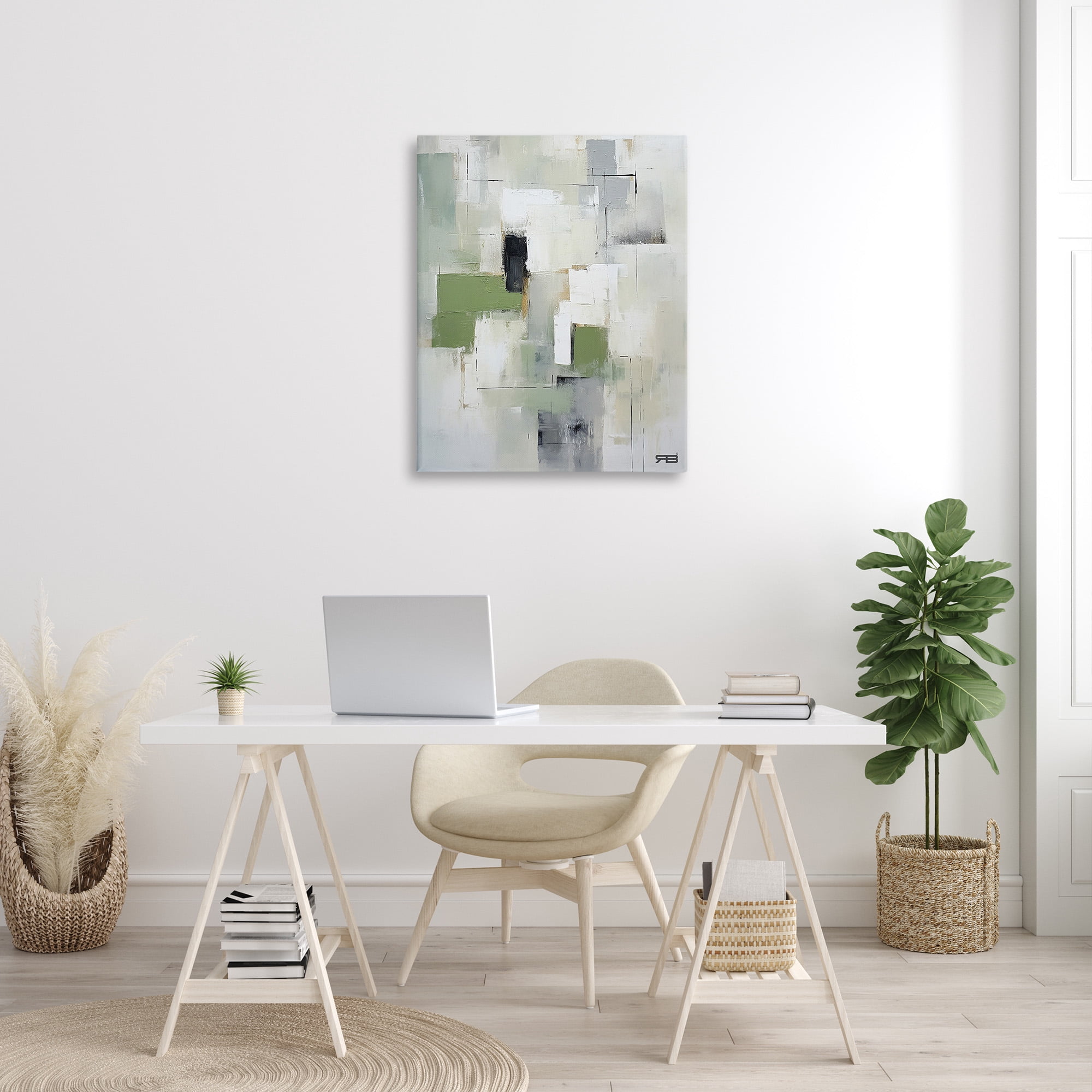 Stupell Industries Subtle Grey Shapes Abstract Painting Gallery Wrapped Canvas Art Print Wall Art, 30 x 40