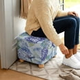 thumbnail image 5 of SCRAWLGOD Hydrangea Hummingbird Print Blue Stretch Square Ottoman Slipcover Folding Storage Stool Ottoman Cover Breathable Footstool Covers Slipcover Chair Covers for Living Room, 5 of 7