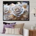 thumbnail image 1 of Designart Roses Oversized framed wall art decor, Roses framed wall Art, Pure Gold Rose Adoration , White black framed wall art, 32x16 inches black frame, 1 of 5