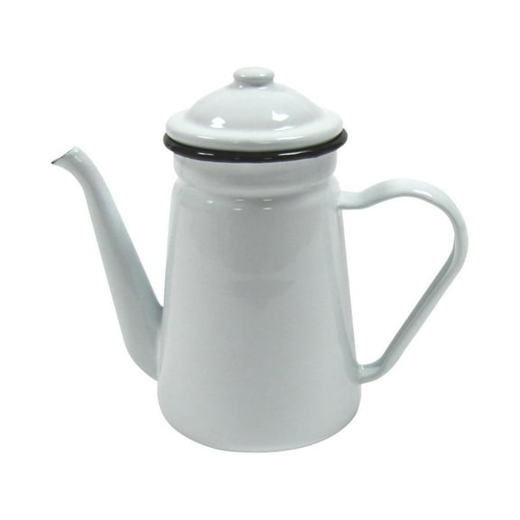 Rustic White Enamel Camping Hot Coffee Tea Pot Vintage Farmhouse Outdoor Decor
