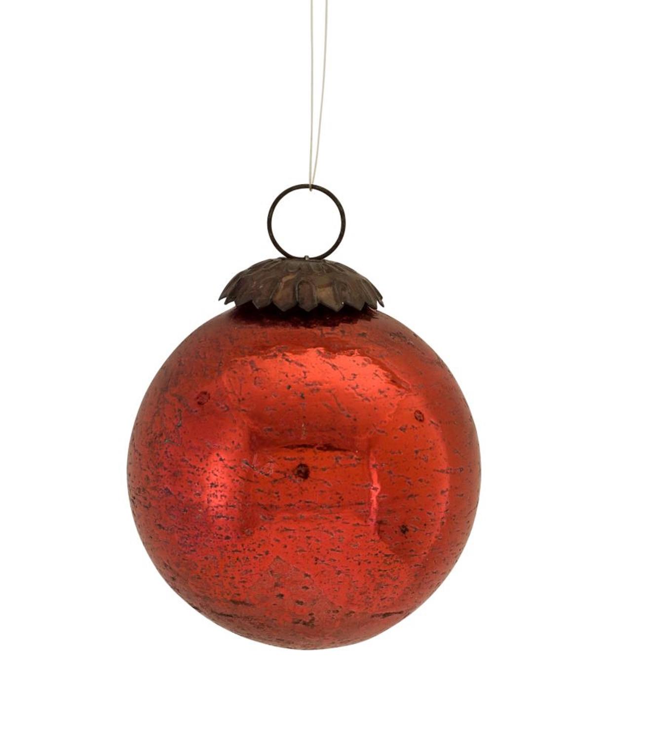 Club Pack of 12 Distressed Red Glass Decorative Ball Ornament with