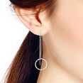 thumbnail image 4 of AeraVida Twisted Ring Circles on Cable Chains Sterling Silver Slide-Through Dangle Earrings, 4 of 5