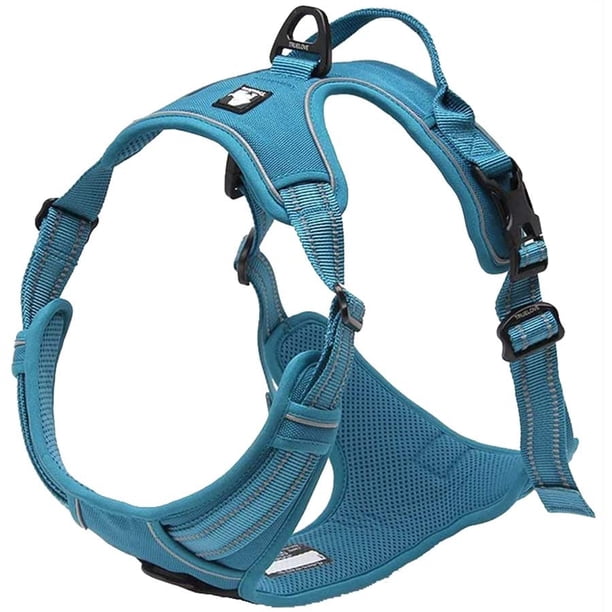 Arnés reflectante ajustable para perros para disuadir los tirones, chaleco de nailon resistente para mascotas para uso en el coche (azul, XS)
