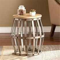 SEI Furniture Mencino Accent Table in Weathered Fir and Silver