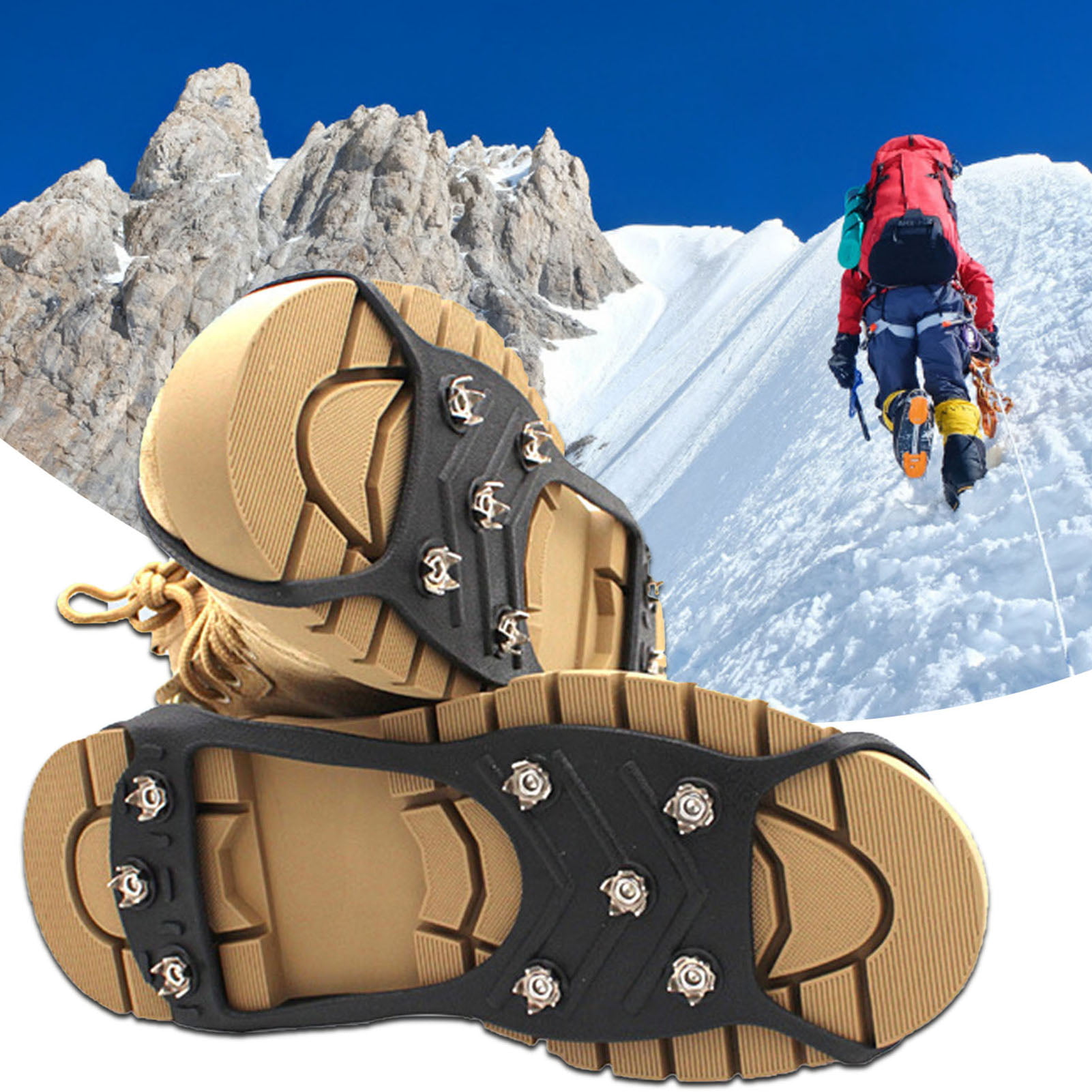 Details about   2Pcs Hiking 8-Tooth Anti-Drop Shoe Cover Elastic Ice Crampons Climbing Equipment 
