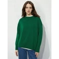 thumbnail image 2 of Women'S Light-Weight Soft Petite Crewneck Solid Plain Sweaters Fall Winter Pullover Jumper Tops Dark Green S, 2 of 4