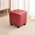 thumbnail image 1 of Small Ottoman Footstool Stool with Padded Seat Faux Leather for Home Bedroom, 1 of 3