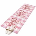 thumbnail image 2 of 2'x6' Rug Runners for Hallways Kitchen, Pink Floral Print Non Slip Entryway Beside Floor Carpet Runner, Checkered Bow Rose Flower Gingham Washable Laundry Room Bedroom Throw Rugs Mat for Family Pet, 2 of 8