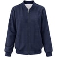 thumbnail image 7 of cocolona Womens Vintage Fall Jacket Casual Long Sleeve Crew Neck Lined Zipper LightWeight Plaid Outerwear, 7 of 7