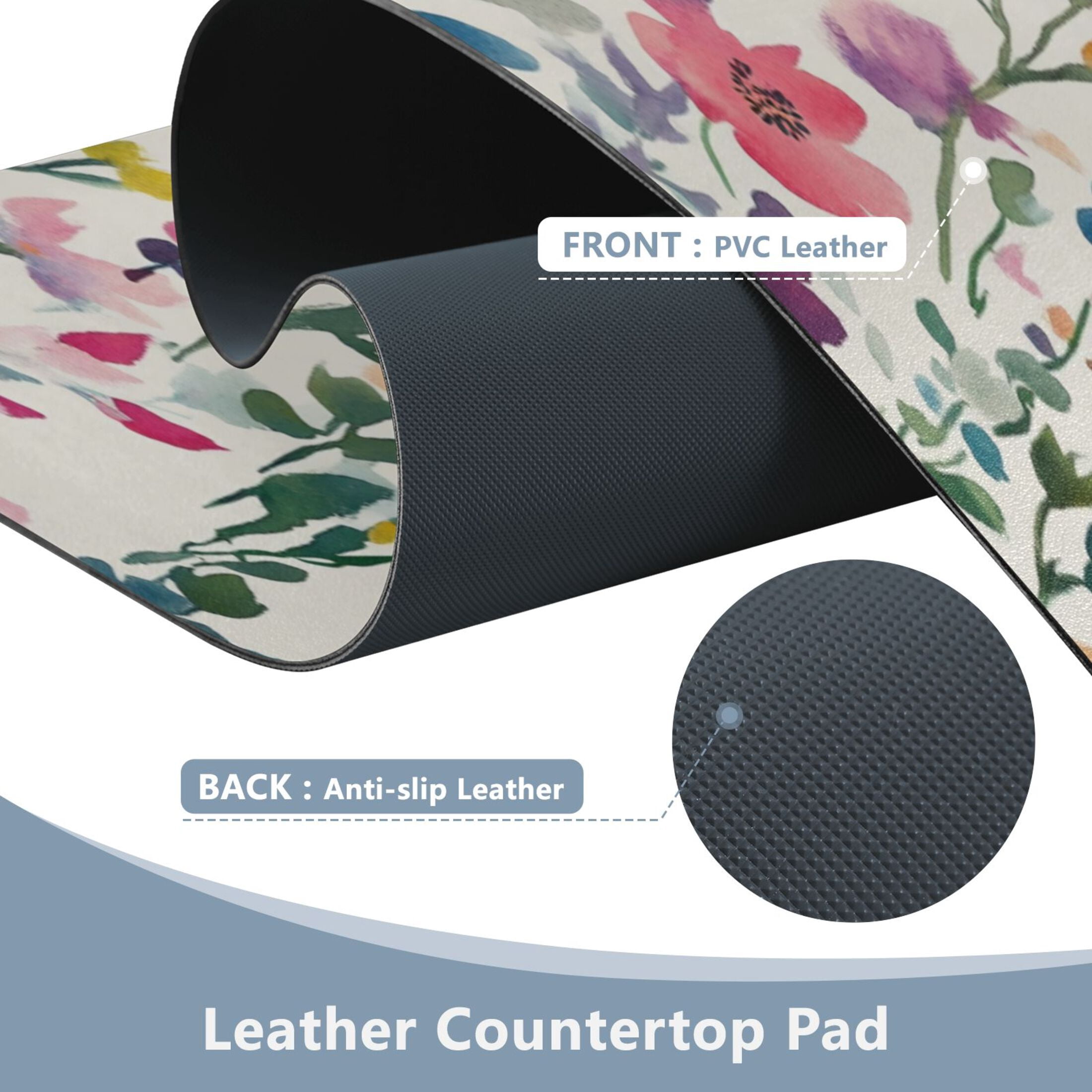 Wobogo Colorful Abstract Flower Gaming Mouse Pad Non-slip Leather Desk Mat Water Resist Keyboard Pad for Gamer Office 16.5×35.4in