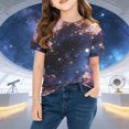 thumbnail image 5 of FAHXNVB Girls' Short Sleeve T-Shirts Crewneck Soft Cotton Galaxy Print Tees Tops Fashion Casual Comfortable Shirts 3-14 Years, 5 of 8