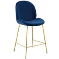 thumbnail image 2 of Modway Scoop Gold Stainless Steel Leg Performance Velvet Counter Stool in Navy, 2 of 6