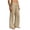 Khaki, variant on Men's Baggy Cotton Linen Pants Pleated Wide Barrel Leg Trousers Drawstring Summer Beach Casual Pants Size 2XL White