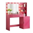 thumbnail image 4 of Vanity Desk with Drawers & Storage Dresser,Vanity Mirror with Lights,Makeup Vanity Desk with Easy to Clean for Bedroom,Rose Pink, 4 of 6