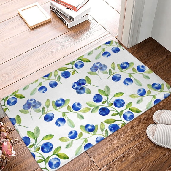 Front Door Mat Indoor Outdoor Outside Entrance - 16*24in Washable Blueberries Tree Print Thin Bathroom Rugs Fit Under Door, Bath Rugs for Bathroom, Kitchen Rugs Mats for Floor