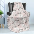 thumbnail image 4 of Romantic Soft Flannel Fleece Throw Blanket, Flamingos Shaping Hearts Heads Love Animal Valentines Illustration, Cozy Plush for Indoor and Outdoor Use, 50" x 70", Pale Pink Grey, by Ambesonne, 4 of 5