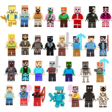 38Pcs Minecraft Mini Action Figures & Accessory, 1.7-in Scale Collectible Toys Playset