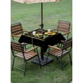 thumbnail image 4 of Outdoor Tablecloth with Umbrella Hole for Patio/Picnic/Party/Camping, Sunflower Waterproof Table Cloth Square Cover Washable, Vintage Botanical (60"x 60"), 4 of 8