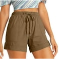 thumbnail image 2 of Tnhcen Women's Summer Casual Shorts with Pockets Drawstring Elastic Waist Cargo Shorts 100% Polyester Twill Loose Fit Shorts S-5XL, 2 of 9