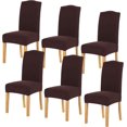 thumbnail image 1 of Stretch Dining Room Chair Slipcovers Spandex Fabric Removable Washable Chair Protector Cover for Dining Room, Hotel, Ceremony, Wedding, Party (Chocolate Knit, 6 Per Set), 1 of 8