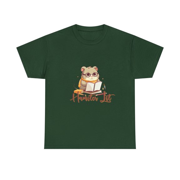 Hamster Lit Unisex Heavy Cotton Tee Cute Animal Lover Bookworm Teeshirt
