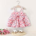 thumbnail image 2 of Hihipz Toddler Girls Dresses Oversized Bow Flower Print Sleeveless Sling Dress With Hat Kids Girls Summer Party Beach Resort Style Dresses,18 -24 Months, 2 of 3