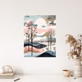 thumbnail image 4 of Winter Countryside Landscape Boho Artwork Pink Blue Morning Sun Over Fields Unframed Wall Art Print Poster Home Decor Premium, 4 of 5