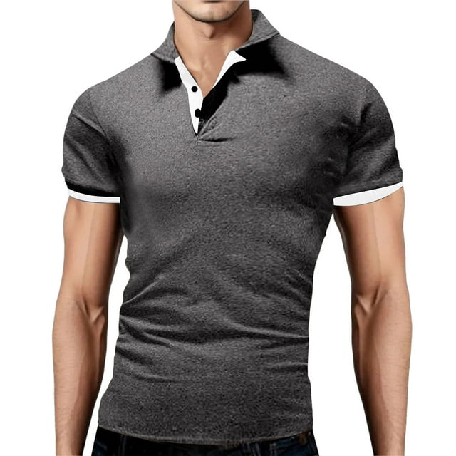 BOBOGOJP Polo Shirts For Men Casual Short Sleeve Solid Color Stretch Shirt Classic Ribbed Golf Shirts (Beige,8XL)