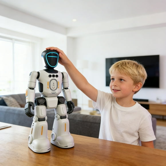 Smart RC AI Robot Toy, Smart Interactive Robot, Companion Voice Dialogue Home Toy Remote-Controlled Programmable with Sing Dance, Gesture Sensing & Voice Control for Boys Girls (White)