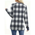 thumbnail image 5 of YUGYXL Trendy Plaid Shirts for Women Long Sleeve Crewneck Fall Graphic Pullover Top Lightweight Casual Soft Sweatshirt Navy XXL, 5 of 8