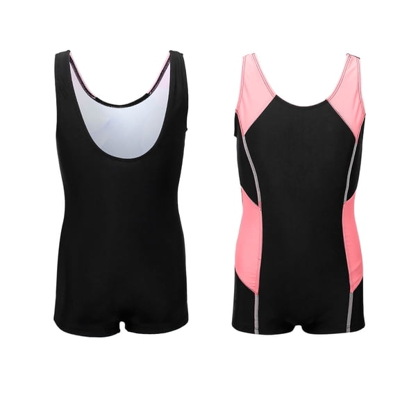 Girls Swimsuit Boyleg 1 Piece Bathing Suit Quick Dry Swimwear Color Block Athletic Girls Swimsuit Size 8 Years