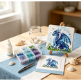 thumbnail image 3 of Dragon Themed Sea Glass Mosaic DIY Craft Kit, Complete Hand‑Making Supplies with Canvas Board & Easel, Create Custom Tabletop Art Ornament for Home Decor & Handmade Gift,4x4Inch, 3 of 3
