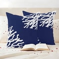 thumbnail image 3 of Coral Navy Blue Outdoor Waterproof Pillow Covers, Coastal Ocean Marine Nautical Beach Decorative Square Throw Pillowcase Sofa Cushion Sham for Patio/Couch/Chair, 16"x16" 2 Pack, 3 of 8