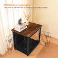 thumbnail image 2 of Dog Crate Furniture with Cushion, Wooden Dog Crate with Double Doors, Dog Furniture, Dog Kennel Indoor for Small/Medium/Large Dog，End Table, Small, 27.2" L,Black+Rustic Brown, 2 of 14