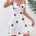 thumbnail image 2 of Tnhcen Women's Strawberry Print Cami Nightgown Short Sleep Dress Lace Trim 100% Polyester Pajamas Lingerie Comfortable Sleepwear S - 2XL Plus Size, 2 of 3