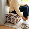thumbnail image 5 of SCRAWLGOD Fur Pattern Cow Print Brown Beige Ottoman Cover Square Slipcovers, Stretch Footrest Stool Cover for Ottoman Square, Soft Foot Stool Covers Protector with Nonslip Elastic Bottom, 5 of 7