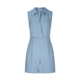 thumbnail image 5 of RYDCOT Rompers for Women V Neck Sleeveless Bodycon Short Pants Jumpsuits with Belt and Pockets Blue, 5 of 7