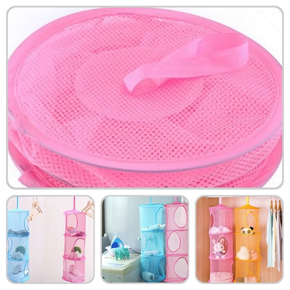 PAMINGONO Pink Multi-Layer Hanging Organizer for Storing Clothes and Sundries