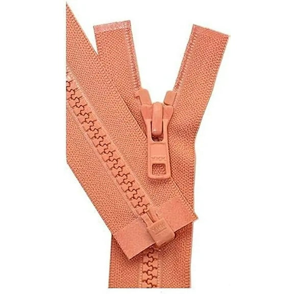 YKK #5 Molded Vislon Medium Weight Jacket Separating Zipper - Color: Geranium Coral #816 - Made in The United States (1 Zipper Per Pack) (Vislon - 26" Inches)