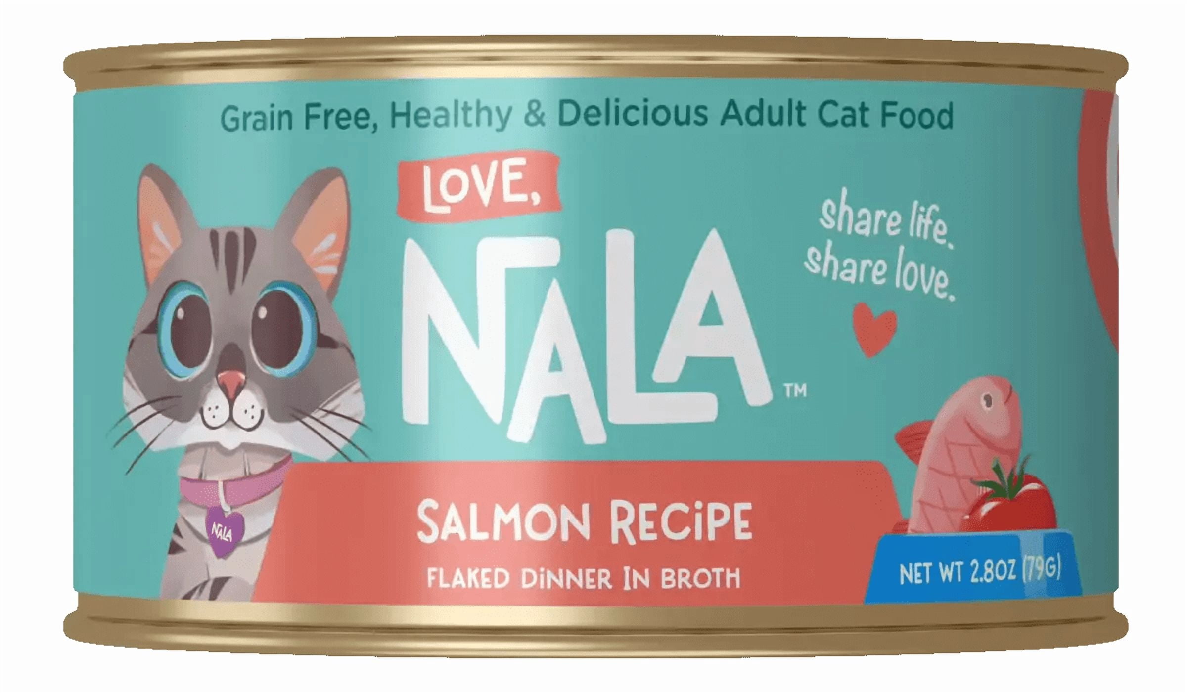 (6 pack) Love, Nala Flaked Salmon Recipe in Broth Adult Wet Cat Food