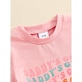 thumbnail image 6 of Suealasg Toddler Girls Father Day Outfits Letter Print Short Sleeve T-Shirt and Elastic Waist Bow Shorts 2 Piece Baby Girls Summer Clothes, 6 of 8