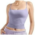 thumbnail image 4 of Krdevn Women's Square Neck Tank Top Summer Sleeveless Basic Shirt Y2K Style Going Out Cami with Underwear Set,Color: Purple Size: S, 4 of 8