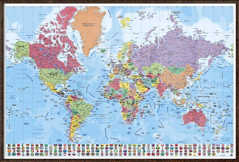 map of the world framed poster print political world