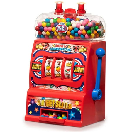 Playo Gumball Slot Machine for Kids Toy Mini Bank Candy Dispenser, Red