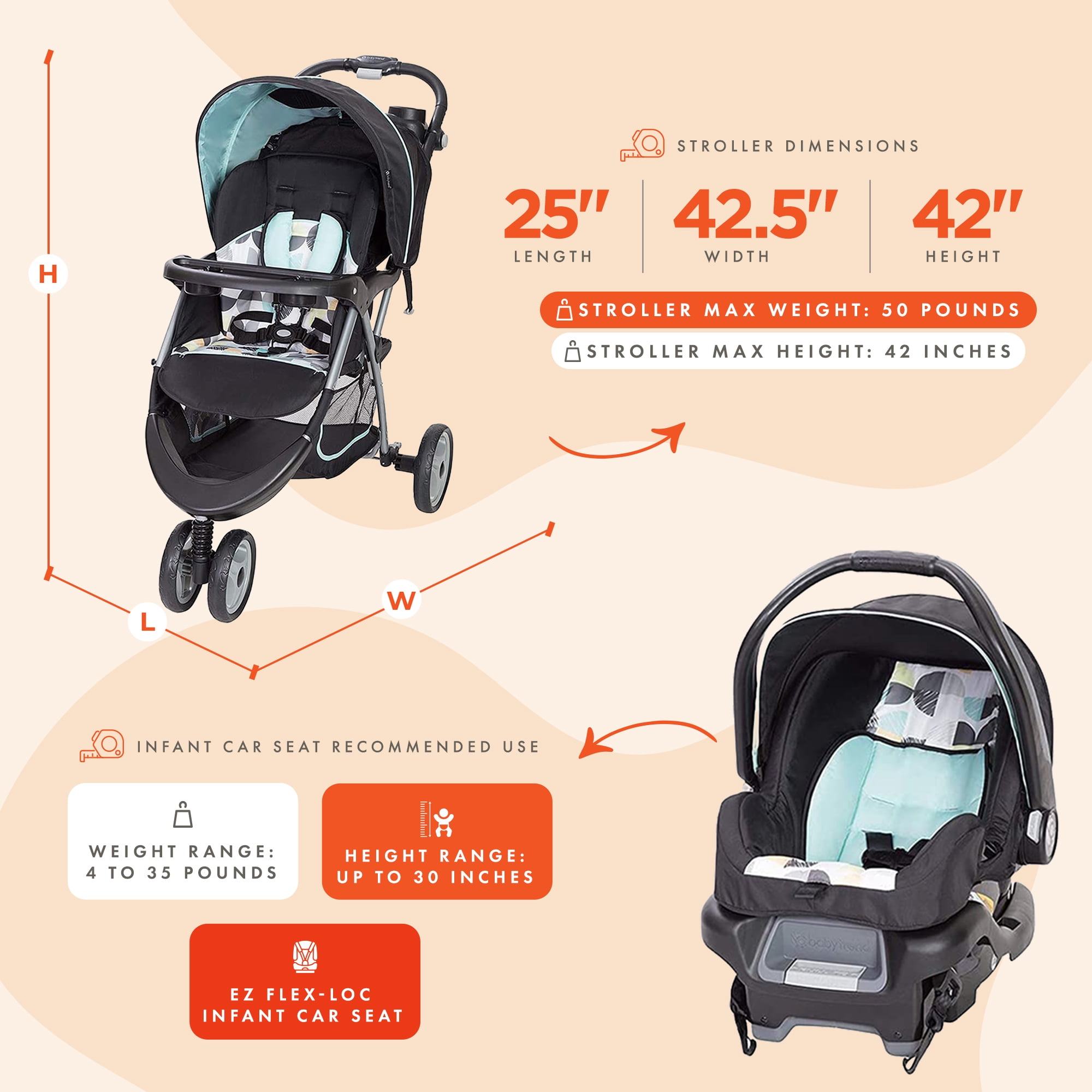 Baby Trend EZ Ride 35 Travel System Stroller Car Barbados | Ubuy