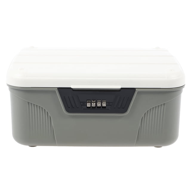 Lockable Storage Container Plastic Lockable Storage Box 4 Digit Password Storage Organizer High Security Lockable Storage Bin Sturdy Lockable Storage Bin Portable Locking Box for Home-gray-