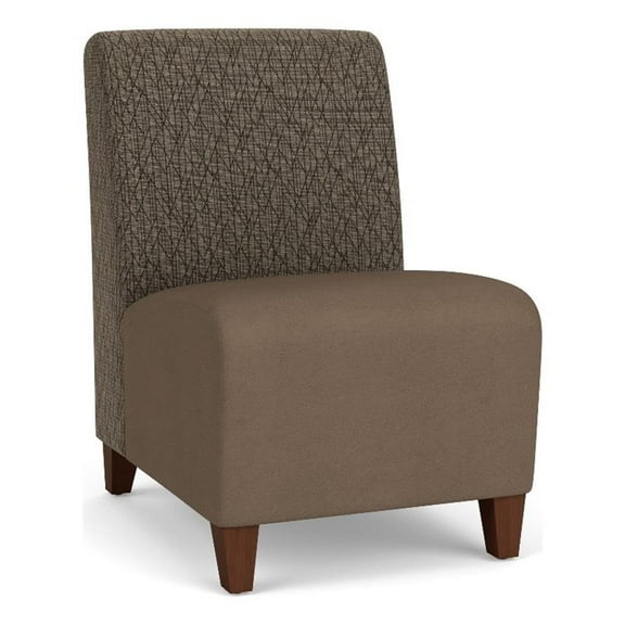 Siena Lounge Reception Armless Guest Chair / Walnut Wood Legs / Brown / Brown