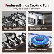 Gasland Chef GH60SF 24 4 Burner Built-in Gas Stove Top,NG/LPG Convertible Cooktops with Griddle,Stainless Steel